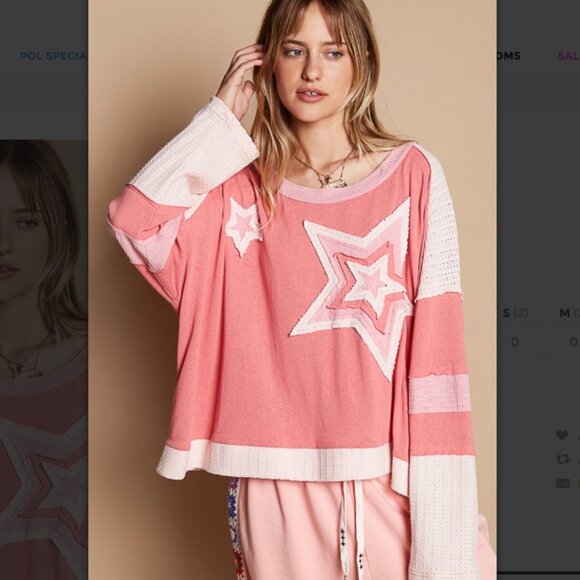 POL Pink Star Long Sleeve Top - Picture 3 of 5